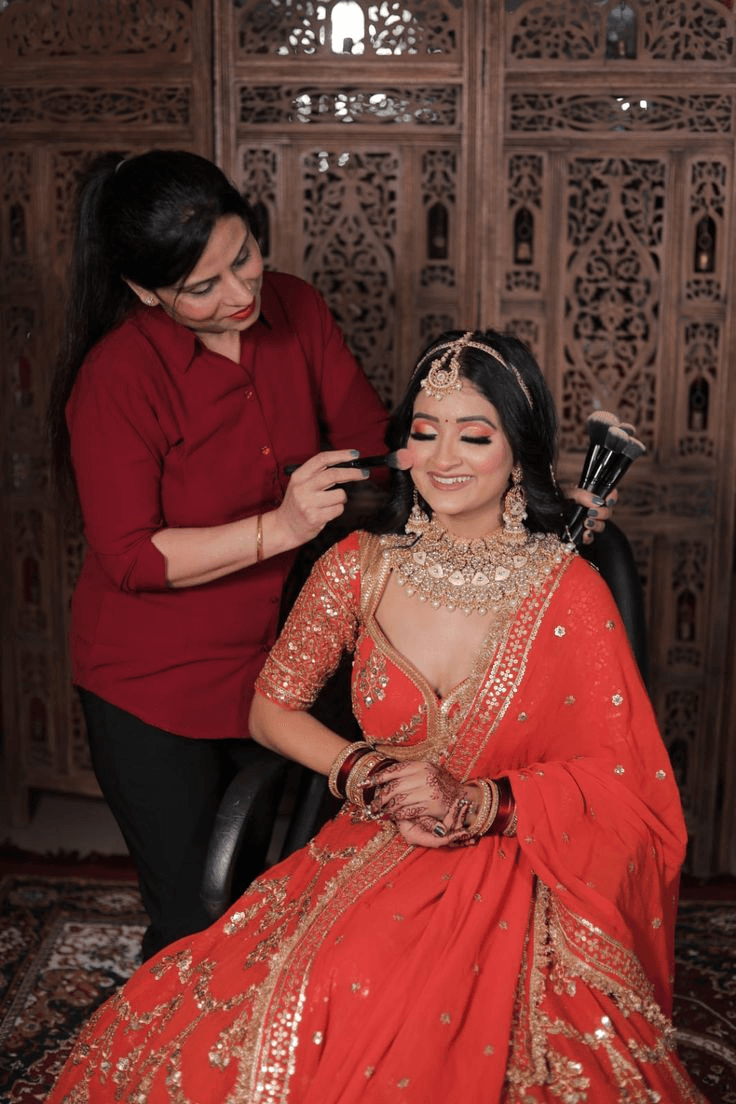 Beauty artist with client